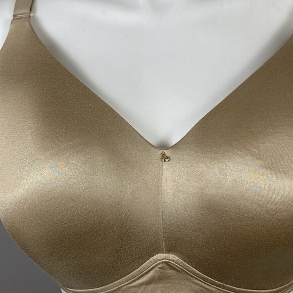 Cacique Lightly Lined No Wire Bra Size 42G Full Coverage Smoothing Beige Shiny - Picture 4 of 11
